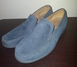 Clarks Men's Slip On Loafers 11.5M Suede Moc Toe Shoes Unstructured  Blue - Picture 1 of 12