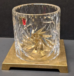 Polina Crystal Pinwheel Hurricane Candle Holder Brass Base 4.25"H x 5"W x 5"L - Bild 1 von 4