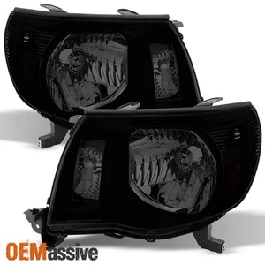 Fit 2005-2011 Toyota Tacoma Pickup Black Smoked Headlights Lamp Replacement Pair - Picture 1 of 5