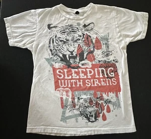 T-Shirt Dormire Con Sirene Bianca Grafica 100% Cotone Tultex Taglia M - Tigre - Foto 1 di 4