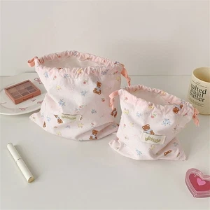 Travel Cosmetic Bag Drawstring Makeup Bag Cartoon Toiletry Bag Small Storage Bag - Picture 1 of 12