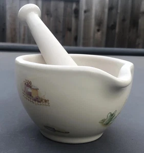 Mortero y mortero de cerámica para jardín de cocina eduardiana Aynsley - Imagen 1 de 12