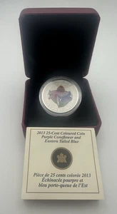 25 Cent farbige Münze 2013 - Purple Coneflower & Eastern Tailed Blue - Bild 1 von 5