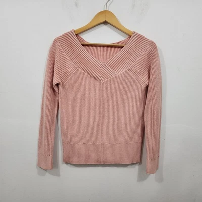 Rag & Bone Dawn Off-the-Shoulder sweater pink cotton blend ribbed knit Size S - Image 1 of 4