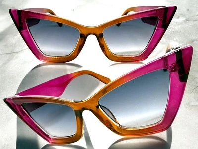 GAFAS DE SOL EXAGERADAS DE GRAN TAMAÑO Vintage Retro Ojo de Gato Grande Punta Marco Púrpura Foto 1 de 4