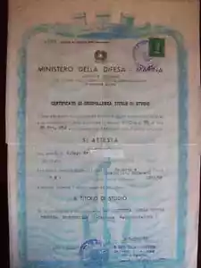 ATTESTATO DI LICENZA TECNICA INDUSTRIALE RADIO AMATORI MARINA MILITARE (m26-1-3) - Imagen 1 de 1