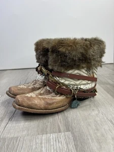 Botas de Vaquero Corral Personalizadas RARAS Talla 10 Cuero Marrón Occidental Gitana Vaquera Boho - Imagen 1 de 11