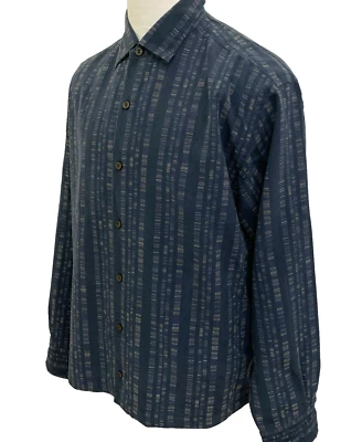 Tommy Bahama Men's Size L Blue Stripe Silk & Wool Blend Casual Shirt - Image 1 of 4