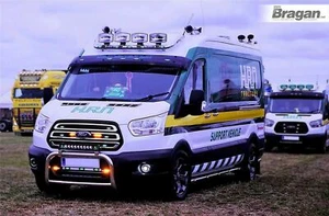 Roof Bar + LEDs For Ford Transit MK8 2014 - 2021 Van Front Medium High Stainless - Picture 1 of 12