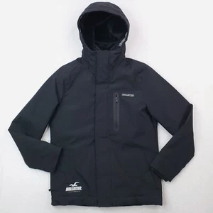 Hollister Jacket Mens Small Black Ski Coat All Weather Faux Fur Fleece Lined - Picture 1 of 17