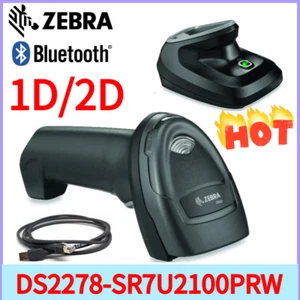 Zebra Wireless Bluetooth 1D/2D Barcode Scanner DS2278-SR7U2100PRW w Cradle Cable - Picture 1 of 12