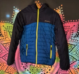 Blue Eddie Bauer Kids Jacket Reversible Hooded w/ Sherpa Fleece - Size L 14/16 - Picture 1 of 3