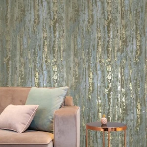 Gray silver brass gold metallic faux distressed metal plaster textured Wallpaper - Picture 1 of 13