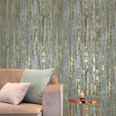 Gray silver brass gold metallic faux distressed metal plaster textured Wallpaper - Image 1 of 4