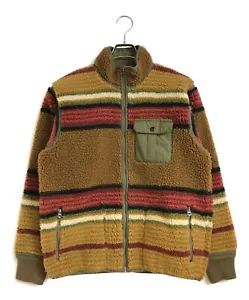 RRL RALPH LAUREN men's SHERPA LINED BLANKET JACKET STRIPE M beige x khaki USED - Picture 1 of 9