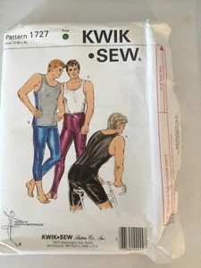 NEW KWIK Sew Pattern 1727 Men's S - XL Stretch Bike Shorts Tank Top Tights 80’s - Picture 1 of 1