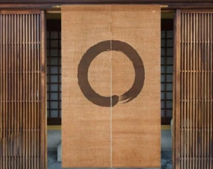 Kyoto Noren Japanese door curtain Kakishibu dye Enso Handcraft Made in Japan - Picture 1 of 3