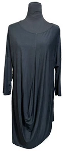 Comfy USA Dress Black Stretchy Draped 3/4 Sleeve Modal Spandex Dress M - Picture 1 of 7