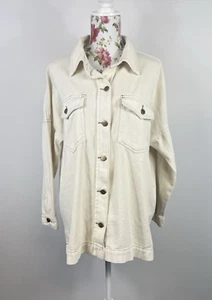 DISSH women's beige 100% cotton denim jacket shacket oversized buttons Size 8 - Bild 1 von 11