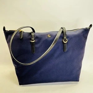 Borsa da lavoro leggera Ralph Lauren Keaton media nylon blu navy logo LRL - Foto 1 di 18