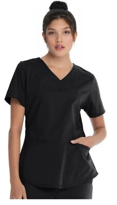 Blusa Médica Para Mujer Scrubstar Core Essentials Elastizada Cuello en V WM01T893-Negra -S Foto 1 de 4