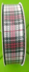 Celebrate It Christmas Ribbon Green White Red Plaid 7/8" X 30ft. - Picture 1 of 4