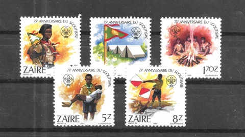 )-ZAIRE MNH SET SC#1085-1089 SCOUTING SCV$12.00 NICE SET FREE SHIPPING Cover