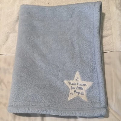 Cutie Pie Baby Blanket Plush Sherpa Blue Thank Heaven For Little Boys 30"x 36" - Image 1 of 4