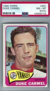 1965 Topps # 261 Duke Carmel Yankees NM MT PSA 8 OC - Picture 1 of 1