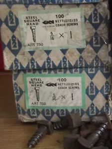 5/16 x 1" -- VINTAGE COACH SCREWS - SQUARE DRIVE NETTLEFOLDS - SQUARE HEAD - Picture 1 of 1