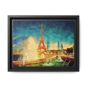 Eiffel Tower Wall Art, Framed Canvas Print, Paris Home Decor, Vintage Travel - Picture 1 of 13