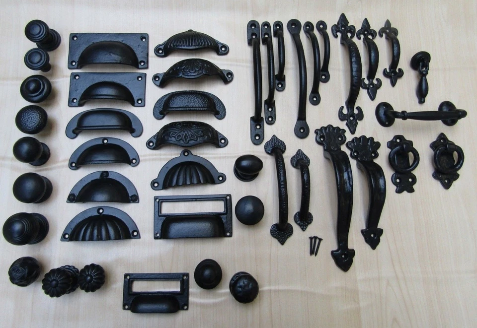 CAST IRON CHEST DRAWER WARDROBE KITCHEN CUPBOARD CABINET DOOR HANDLES & KNOBS - Image 1 of 1