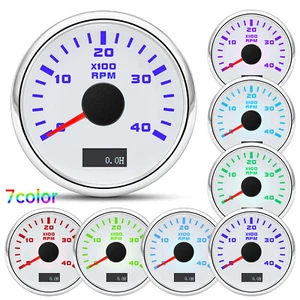 52mm Waterproof Tachometer 0-4000RPM Gauge 7 Colors LED for Marine Boat Car ATV - Picture 1 of 11