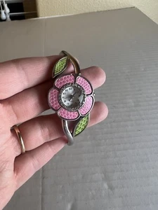 Studio Ladies Quartz Watch Pink  Tone Cuff Bangle Flower Not Tested - Bild 1 von 4