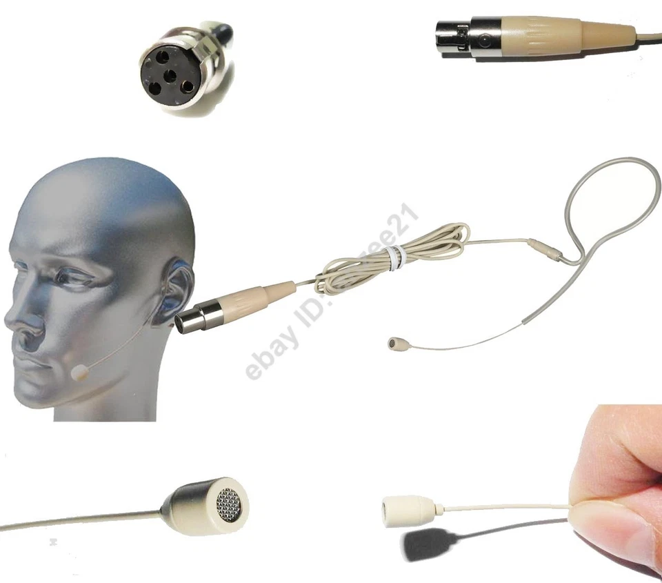 Micrófono Beige para Shure Inalámbrico TA4F 4 pines Mini XLR Un Gancho Auriculares Micrófono Foto 1 de 1