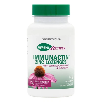 Pastilhas de zinco NaturesPlus Herbal Actives ImmunActin - 10 mg zinco 60 pastilhas veganas... - Imagem 1 de 4