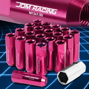 20pcs M12x1.5 Anodized 60mm Tuner Wheel Rim Acorn Lug Nuts+Key Pink - Picture 1 of 5