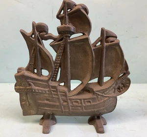 Großer Messingguss "hohes Schiff" Türstopper 11 1/2" Höhe 10 1/2" Breite - Bild 1 von 12
