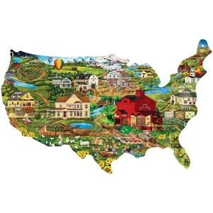MasterPieces shaped jigsaw puzzle; America the Beautiful by Art Poulin; 1000 pcs - Picture 1 of 3