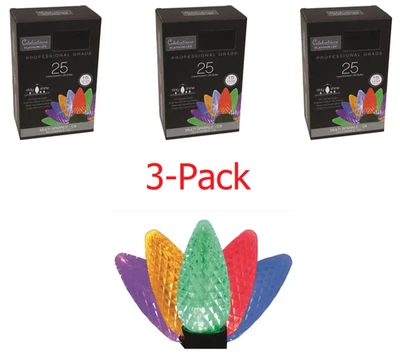 Christmas String Lights LED C9 25-ct 25' ft Multicolor, Celebrations 3-PACK - Image 1 of 3