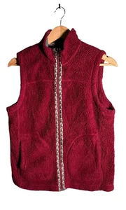L.L.Bean Fleece Gilet Womens Size S Red Waistcoat Vest Full Zip Outdoors - Picture 1 of 8
