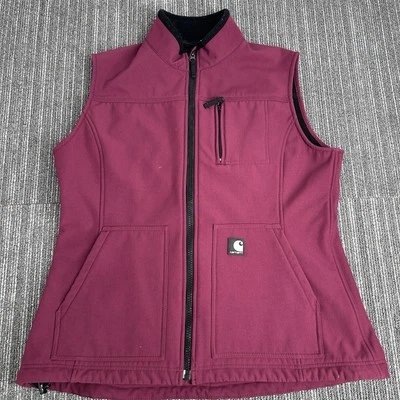 Vintage Carhartt Women’s Denwood Softshell Full Zip Burgundy Plum Jacket Vest XL - Image 1 of 4