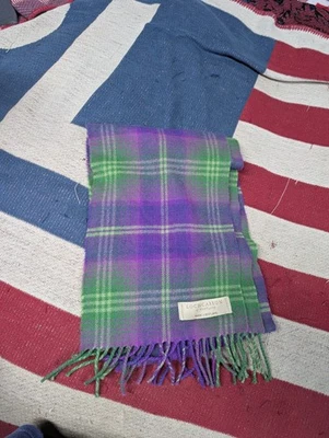 Lochcarron Made in Scotland 100% Lambswool Plaid Scarf  Purple Green - Image 1 of 4