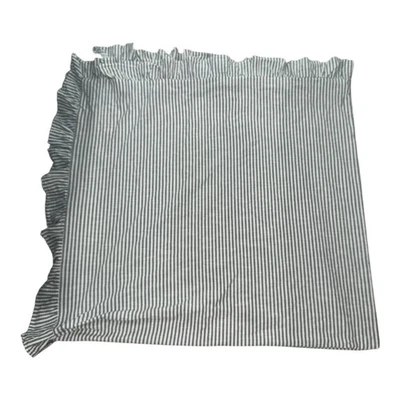 Funda nórdica Pottery Barn Teen Emily & Meritt con volantes GRIS a rayas completa/queen usada en excelente estado Foto 1 de 4