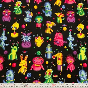 Vintage 1999 Alexander Henry Galaxy Guys Black Cotton Fabric Remnant 17" x 43" - Picture 1 of 2