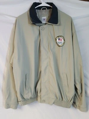 美国奥林匹克委员会夹克拉链男式标志第 6 环灰褐色口袋,尺寸 L — 第 1/4 张图片