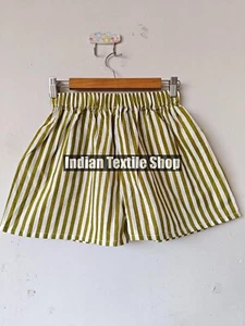 100% Cotton linnigd printed Shorts with elastic , Very soft and comfetable - Picture 1 of 6