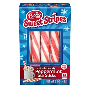 Bob's Sweet Stripes Soft Mint Süßigkeiten Pfefferminz Rührstäbchen, 5 Unzen Box, 10ct - Bild 1 von 1