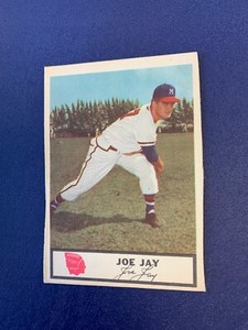 1955 Johnston Cookies #47 Joe Jay - Milwaukee Braves - Rare Hand Cut Card