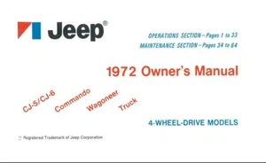 1972 Jeep Owners Manual User Guide Reference Operator Book Fuses - Picture 1 of 1